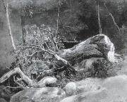 Achille-Etna Michallon The Fallen Branch,Fontainebleau oil on canvas